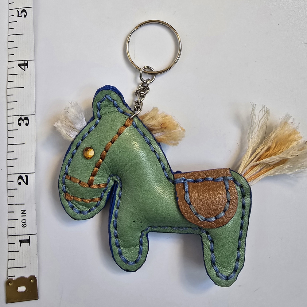 Custom Made Leather Hobby Horse Key Chain Purse Charm